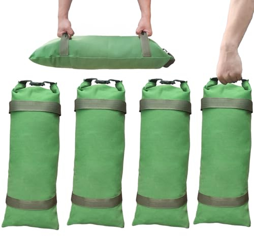 Flood Barrier Sand Bags 4Pcs Thickened Long Canvas Flood Protection Sandbags & Reusable With Insert Buckle Handle Sandbags for Emergency Flood Protection Fits Doors Garages Basement Counterweights (4)