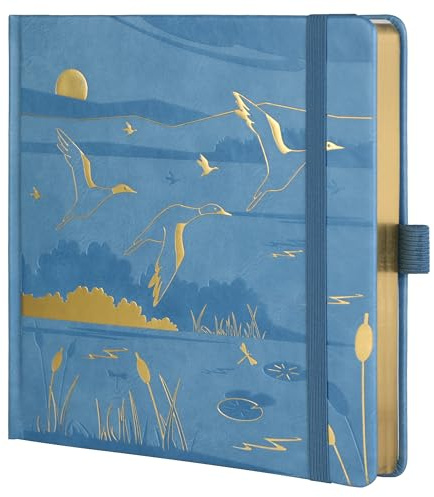 TIEFOSSI Diario de puntos, cuaderno de rejilla de puntos para mujeres y hombres, diario de tapa dura de cuero de PU, papel grueso 160 GSM, diario cuadrado 8 x 8