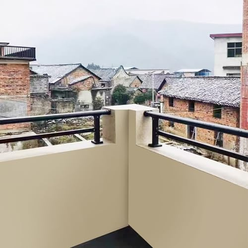 Kit di Ringhiera in Acciaio Zincato Nero per Terrazzo, Veranda e Balcone - Ringhiera Orizzontale e Corrimano per Gradini in Cemento Esterni/Interni e Parapetto sul Tetto (A 40cm/15.7in P 100cm/39.4in)