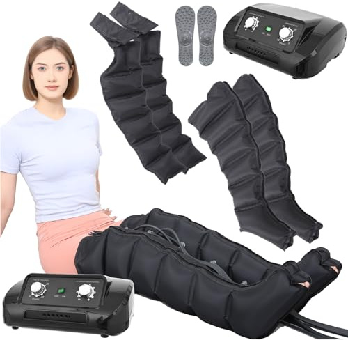 Pressoterapia Linfodrenaggio Professionale 6 Camere D'aria Macchinario Pressoterapia gambe e braccia Addome Glutei per Casa, Apparecchio Pressoterapia,Massaggio Linfodrenante(2 Gambe + 2 Braccia)