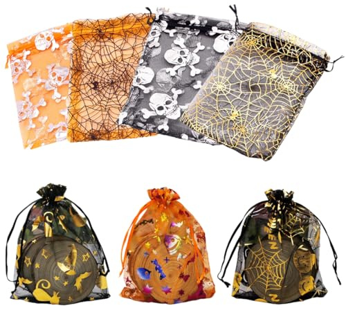 EIHI 70 Pièces Sachet Bonbon, Sacs d'Halloween, Petits Sacs Cadeaux Avec Cordon De Serrage, Pour Bonbons, Sachets De Mariage, Bijoux