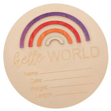 HONMEET Wooden Monthly Cards with Name Announcement Sign Premium Safe Wood Discs for Newborn Photo Props Lightweight and Months Signs for Hospital and Home Use