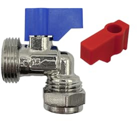 PlumbEZ Washing Machine Valves – Brass Isolation Valves for Hot & Cold Water – Straight, Tee & Elbow Fittings for Appliances & Laundry Supply Lines (Elbow Valve)