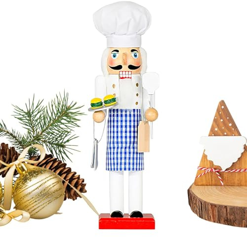 Genérico Cascanueces De Madera - Cascanueces De Cocinero Coleccionable De 35 Cm,Centro de Mesa de Madera para Fiesta Navideña Chimenea Repisa Estantería Escritorio Decoración Navideña