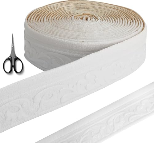 YPLANGENT Bordüre Selbstklebend Tapetenbordüre Selbstklebends Wandleisten Selbstklebend Deckenleisten Zierleiste Selbstklebends - 10m 7,8cm Breit 8mm Dick XPE 3D Relief