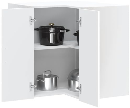 Teenpull Küchen-Eckhängeschrank Lucca Weiß Holzwerkstoff 57x57x60 cm 70 kg Tragfähigkeit Schrank Aufbewahrungsschrank Küchenschrank Vorratsschrank Buffetschrank für Speisekammer