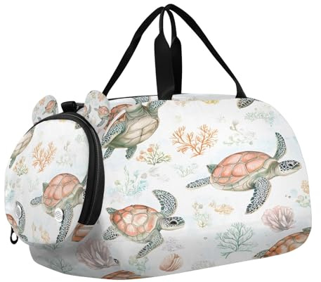 Duffelväska för barn, övernattning, weekendväska, handbagage, gymväska med skofack, sport, skolsköldpaddor
