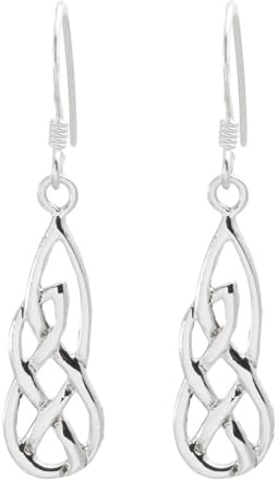 Silverly Pendientes de Lágrima con Nudo Celta de Plata 925 | Pendientes de Plata de Ley con Nudos para Mujer | Diseño de Gota Calada Trenzada Larga | Regalo de Joyería Tradicional Irlandesa Sencilla