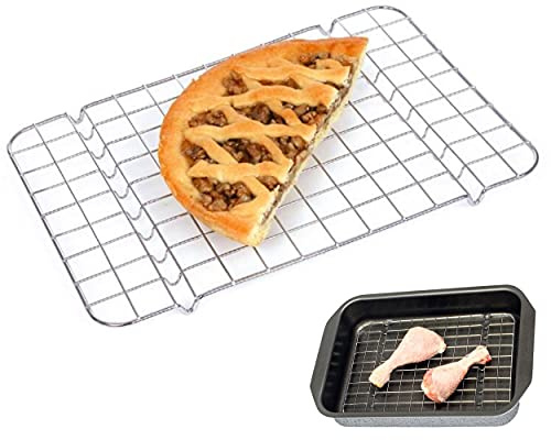 Kasalingo Griglia per teglia da Forno cromata, graticola in Filo di Ferro Cromato, griglia con incavi per Il Forno, Ideale da Inserire nella teglia (20 x 28)