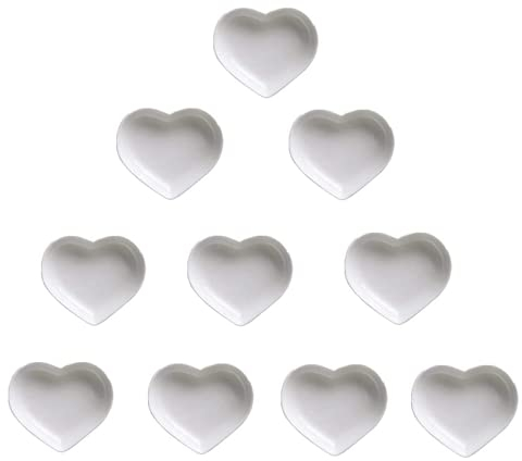 DongAi Ceramic Heart-Shaped Multi-Purpose Sauce Dish Seasoning Dish, Sushi Soy Sauce Dipping Bowl, Mustard Oil, Appetizer Board/Kitchen Dishes (10 Sets)