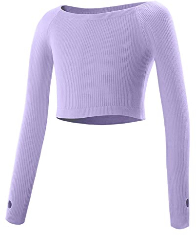 SEAUR Cache-Coeur de Danse pour Filles Classique Boléro de Ballet pour Enfants Fille Hauts de Danse Manches Longues Femmes Violet - L
