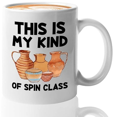 Pottery Coffee Mug 11oz White - This Is My Kind - Funny Ceramic Artist Potter Wheel Clay Craft Throwing Earthenware Teacher Painting DIY
