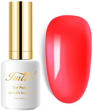 Imtiti Sheer Gel Nail Polish, 1 Pcs 15ml Clear Neon Orange Red gel nail polish Color Soak Off Gel Polish Nail Art Manicure Salon Need LED/UV lamp