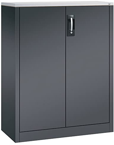 DENIOS C+P Flügeltürenschrank Acurado, als Beistellschrank, 930 x 400 x 1200 mm, Schwarzgrau