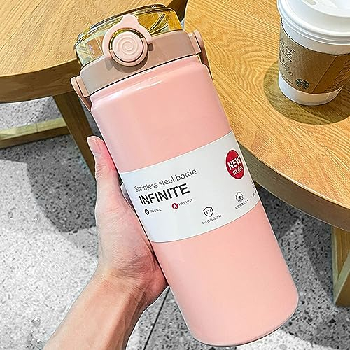 Disoza 1.2L Rosa Termica Tazza Termica con Cannuccia Borraccia Borraccia Termica con Cannuccia Bicchiere Termico Tazza Termica Borraccia con Cannuccia Borraccia Cannuccia da Viaggio Tazze da the