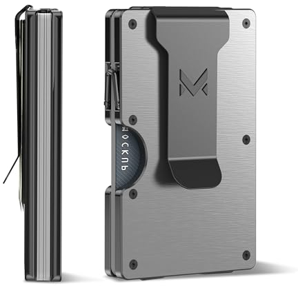 MIFANYO Metall Geldbörse Herren, Minimalistische Geldklammer, Schlanke Aluminiummetall Kartenhalter Geldbeutel, Kleine RFID Schutz KreditKartenetui Brieftaschen für Männer, Gebürstetes Silber