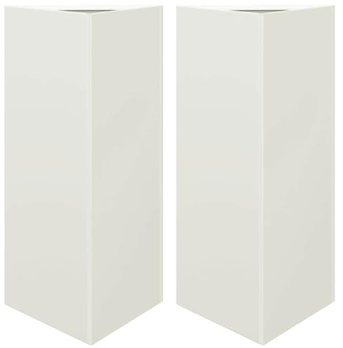 vidaXL Jardineras Triangulares 2 uds Acero Blanco 40x34,5x70 cm, macetero, Jardinera de Exterior, Jardinera de jardín, maceteros, Jardinera de Patio