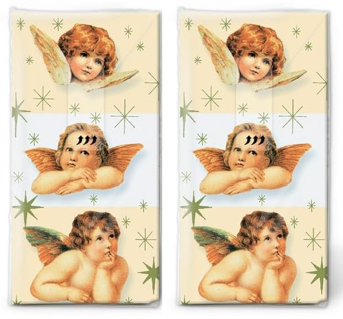 20 einzelne Taschentücher Weihnachten Süße Engel. 2 Packungen mit 10 einzelnen Papiertaschentücher bedruckt als Geschenk.
