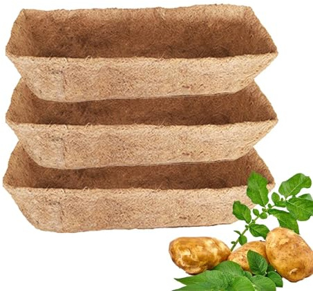 kivrimlarv Natural Coco Fiber Liners, Set of 3 Liners Outdoor Garden Use, Ideal Flower Boxes, Railing Fences, Troughs, and Wall Planter Baskets, Promoting Healthy Plant Growth