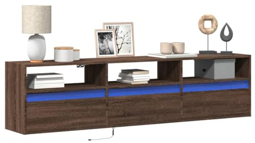 ShGaxin 3307946 Meuble TV mural avec LED marron chêne 180 x 31 x 45 cm, table TV, meuble TV, meubles de salon, table de salon TV