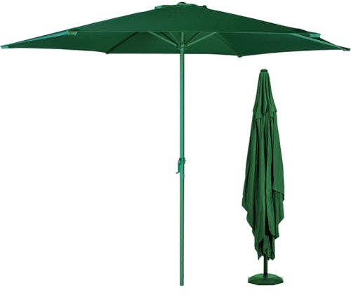 BAKAJI Ombrellone Rotondo da Giardino Palo Centrale Diametro 3 Mt Palo Acciaio Chiusura a Carrucola Sistema Air Vent Arredamento Esterno Gazebo Piscina Giardino Terrazzo Ambienti Esterni (Full Verde)