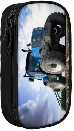 KHDKLXOHZ Niedliches Federmäppchen mit Traktor und großem Fassungsvermögen, Schreibwaren-Tasche, Schreibwaren-Tasche, Federmäppchen mit Fächern, Reißverschluss, für Schule, Studenten, Mädchen, Jungen