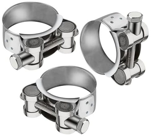Sdhgerh 3 PCS T-Bolt Hose Exhaust Clamps 44-47mm 304 Stainless Steel Pipe Tube Clamps Heavy Duty Bolt Hose Clips for Water Gas Exhaust Pipe