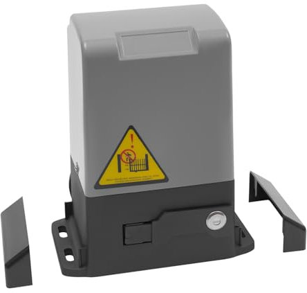Sliding Gate Opener, 370W Automatic Sliding Gate Opener Rack Drive Electric Gate Motor with 2 Remote Controls, 600kg Load Capacity, for Stainless Steel Doors, Iron Doors