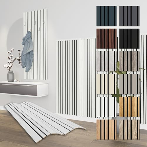 HEXIM Akustikpaneele 6 Stück 138,5x60cm Holz Mila - flexible Holzpaneele Platten Wandpaneele Wanddeko Wand Kombipaneel Wandverkleidung Schalldämmung Akustikfilz weiß (4.98m² White)