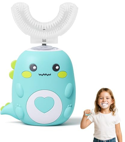Minismile Cepillo Niños en U – Cepillo 360 Automático Infantil con Cabezal de Silicona Suave, Fomenta el Cepillado en Niños (Azul)