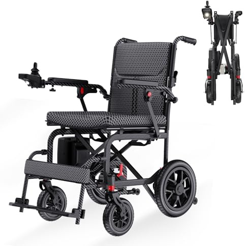 Lightweight Electric Wheelchair for Adults, Foldable Motorized Wheelchairs,15 Miles Range, 12AH Lithium Battery, All Terrain, 400W Brushless Motor, Airline Approved
