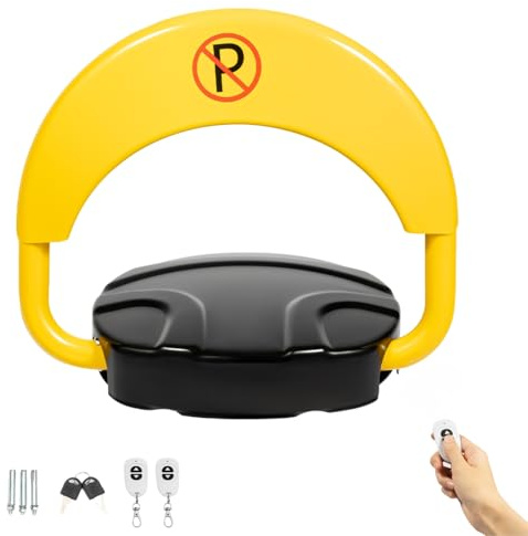 Chynalys Blocco parcheggio elettrico con telecomando, blocco parcheggio pieghevole, IP67 per esterni, in lega di acciaio 2 t, allarme 50-60 dB, braccio girevole a 180°, anticollisione, blocco
