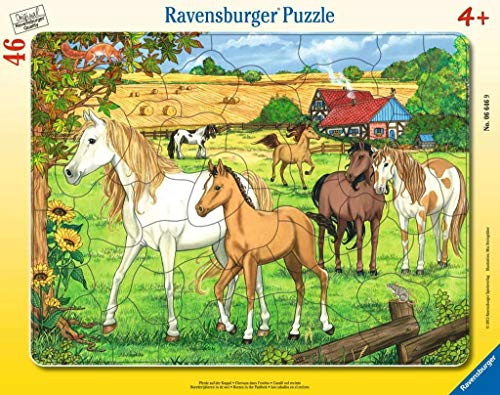 Ravensburger Kinderpuzzle 06646 - Pferde auf der Koppel - Rahmenpuzzle, Brown