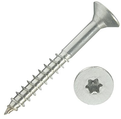 100 Stück Edelstahl-Schrauben 6x50 mm Teilgewinde Torx - Spanplattenschrauben mit Senkkopf - Holzschrauben/Holzbauschrauben - Werkstoff A2 VA V2A - Edelstahlschrauben/Universalschrauben TX25