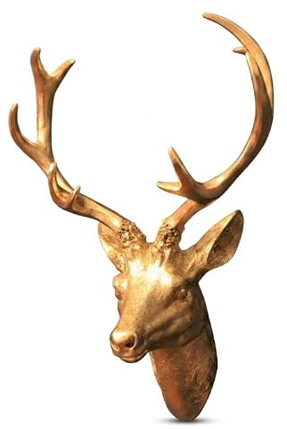 RPF-Design Wanddeko Hirschkopf, gold/vergoldet mit Blattmetall