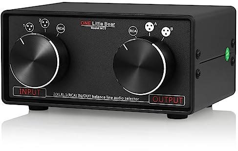 Nobsound Little Bear MC3 Convertisseur Audio stéréo XLR 3 entrées 3 Sorties symétrique RCA avec sélecteur Audio Passif préampli XLR vers RCA