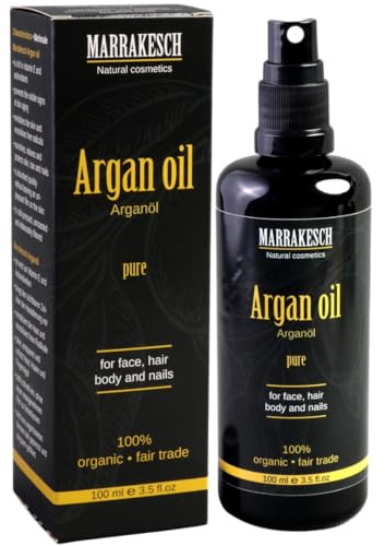 MARRAKESCH Bio Arganöl kaltgepresst 100ml mit Spritzaufsatz 100% reines BIO nativ, Vegan Gesichtsöl Bio Kosmetik für Körper, Haar, Haut & Nägel Argan Oil I Organic, Anti-Aging Tierversuchsfrei