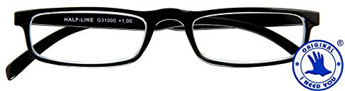 I NEED YOU HALF-LINE, G31000, Kunststoffbrille mit Federtechnik, schwarz, +2 Dioptrien | Kunststoffbrille mit Federtechnik im Half-Line-Design, robust und alltagstauglich für angenehmes tägliches Lesen im Alltag