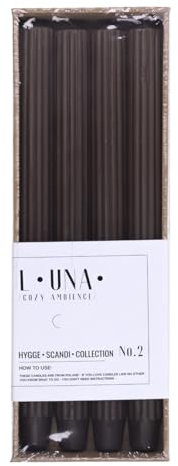 DONAU HOME - Set di 4 candele lunghe a coste, 30 x Ø 2,25 cm, senza profumo, candele da tavola, per decorare il soggiorno, il bagno, 10 ore di durata