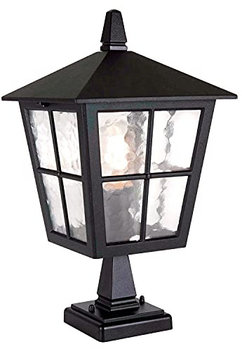 Licht-Erlebnisse Elegante Gartenleuchte Schwarz IP44 wetterfest H:38cm klein Aluminium Glas LUDGER Außenleuchte Laterne