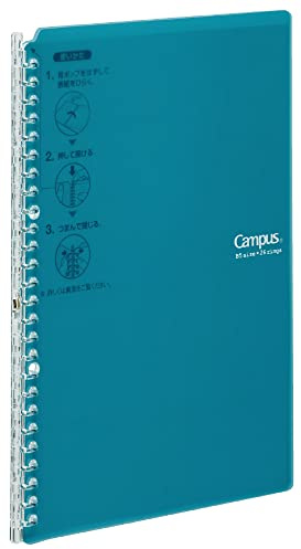 KOKUYO Campus Smart Ring Binder, B5 Blue Green Refillable Binder Notebook 26 Holes with 10 Extra Loose-Leaf Paper, Up to 25 Filler Papers for Work & Study, Japan Import (RU-SP700BG) | Campus Refillable Notebook 26 Holes with 10 Extra Loose-Leaf Paper in 6mm Dot Ruled Japanese Slim Binder for Work & Study