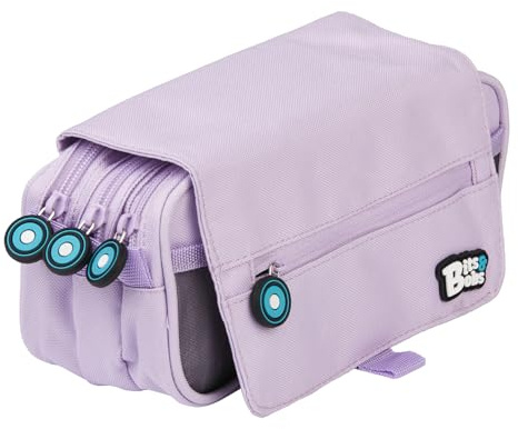 Grafoplás | Astuccio scolastico con tre scomparti con bavaglia| Lavanda| Bits&Bobs| Colori vivaci| 23 x 10 x 10 cm | Include orario e zona identificativa