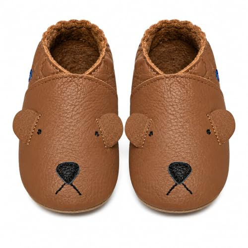 YIHAKIDS Unisex baby babyshoes första promenadskor, brun hund, 23 EU