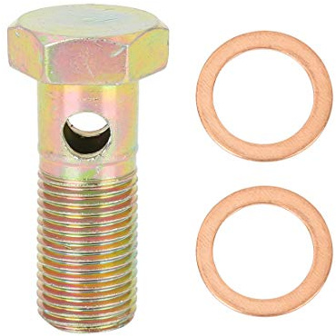 X AUTOHAUX Hohlschraube M16x1,5mm Banjo Bremsen Adapter 1pc Für Fahrzeuge | Bronzeton, Metall, 48x25mm, Für Auto/Motorrad/Sportfahrrad/Roller, Inhalt: 1 Hohlschraube, 2 Unterlegscheiben