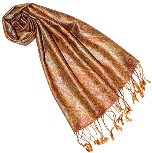 Lorenzo Cana Luxus Seidenschal für Frauen Schal 100% Seide gewebt Damenschal elegant Paisley Muster Orange Gold 7818933