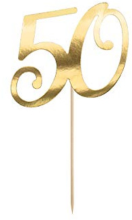 Schnooridoo Cake Topper Kuchen Dekorieren Torten Deko Hochzeit Geburtstag (Zahl 50 gold)