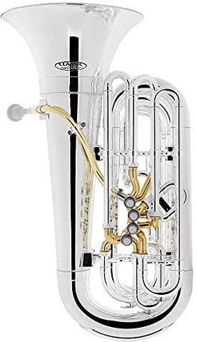 Classic Cantabile MardiBrass Kunststoff Bb-Tuba - Extrem leicht und sehr stabil - Material Korpus: ABS Kunststoff - Mundrohr und Maschine aus Messing - mit Gigbag & Mundstück (Silber)