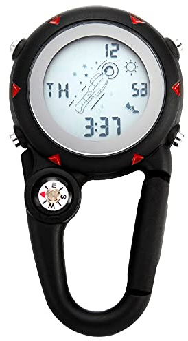 JewelryWe Men Women Digital Clip Watch Mini Microlight Backpack Buckle Belt fob Watches for Rock Climbing Doctors Nurses Chefs