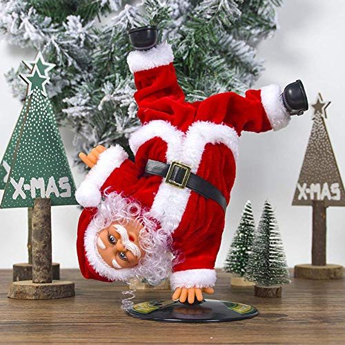 Figura di Babbo Natale elettrica invertita ruota gamba divisa bambola di Babbo Natale che canta e balla verticale di Natale elettrica bambola di Babbo Natale ornamento musicale bambola di Babbo Natale