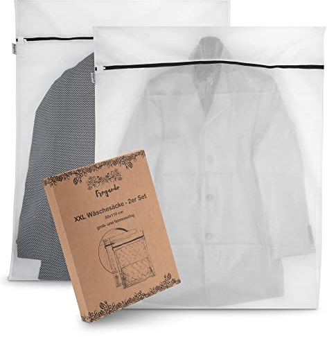 FROGANDO XXL Wäschesäcke 2er Set - 90x110 cm - XXL Wäschenetze für die Waschmaschine - grob und fein - 2 Stück Wäschesäcke mit Reißverschluss - 2er Pack (90 x 110)